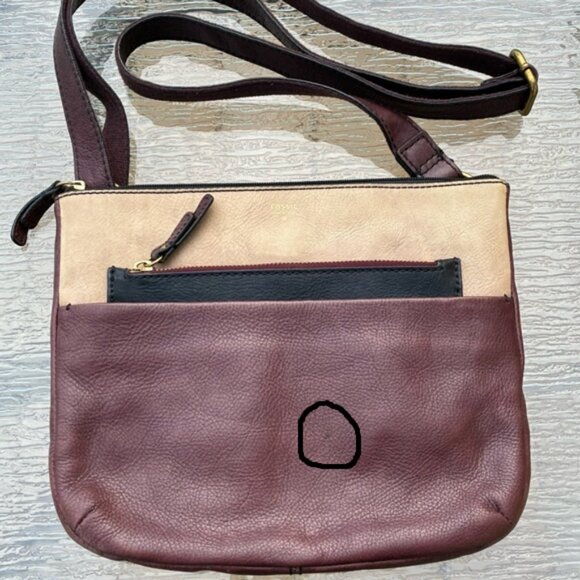 Fossil Tri Color Leather Crossbody Purse Bag - Picture 16 of 16